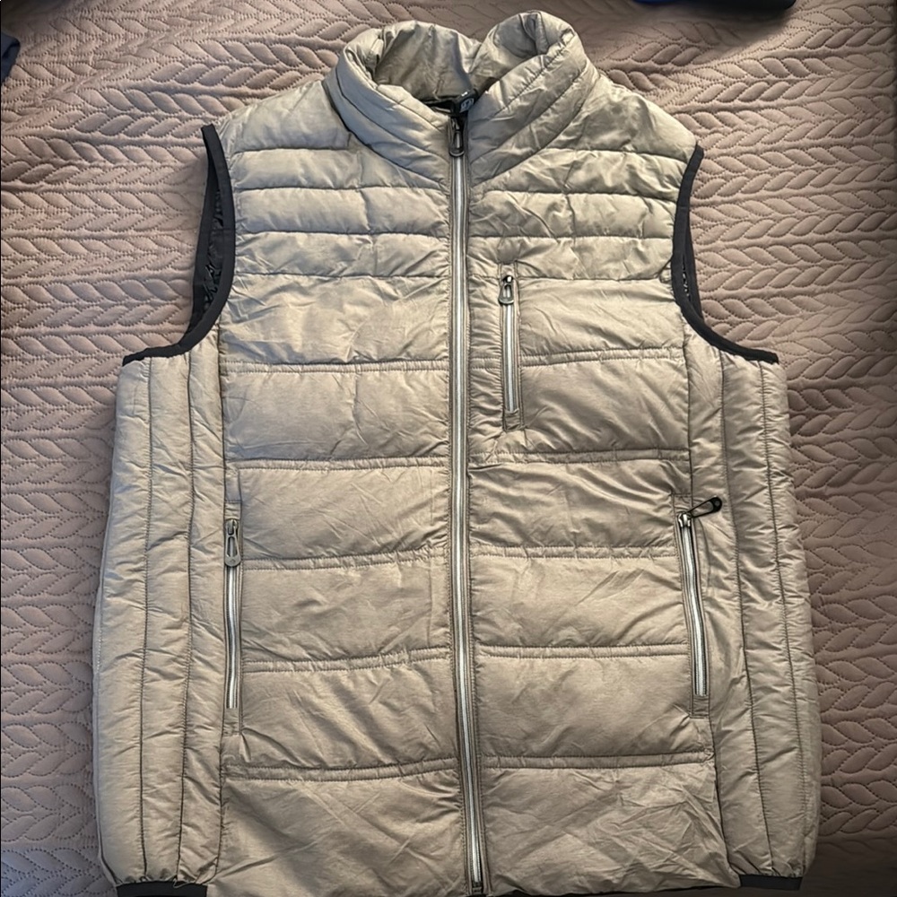 Noize Beige Puffer Vest with Black Interior
